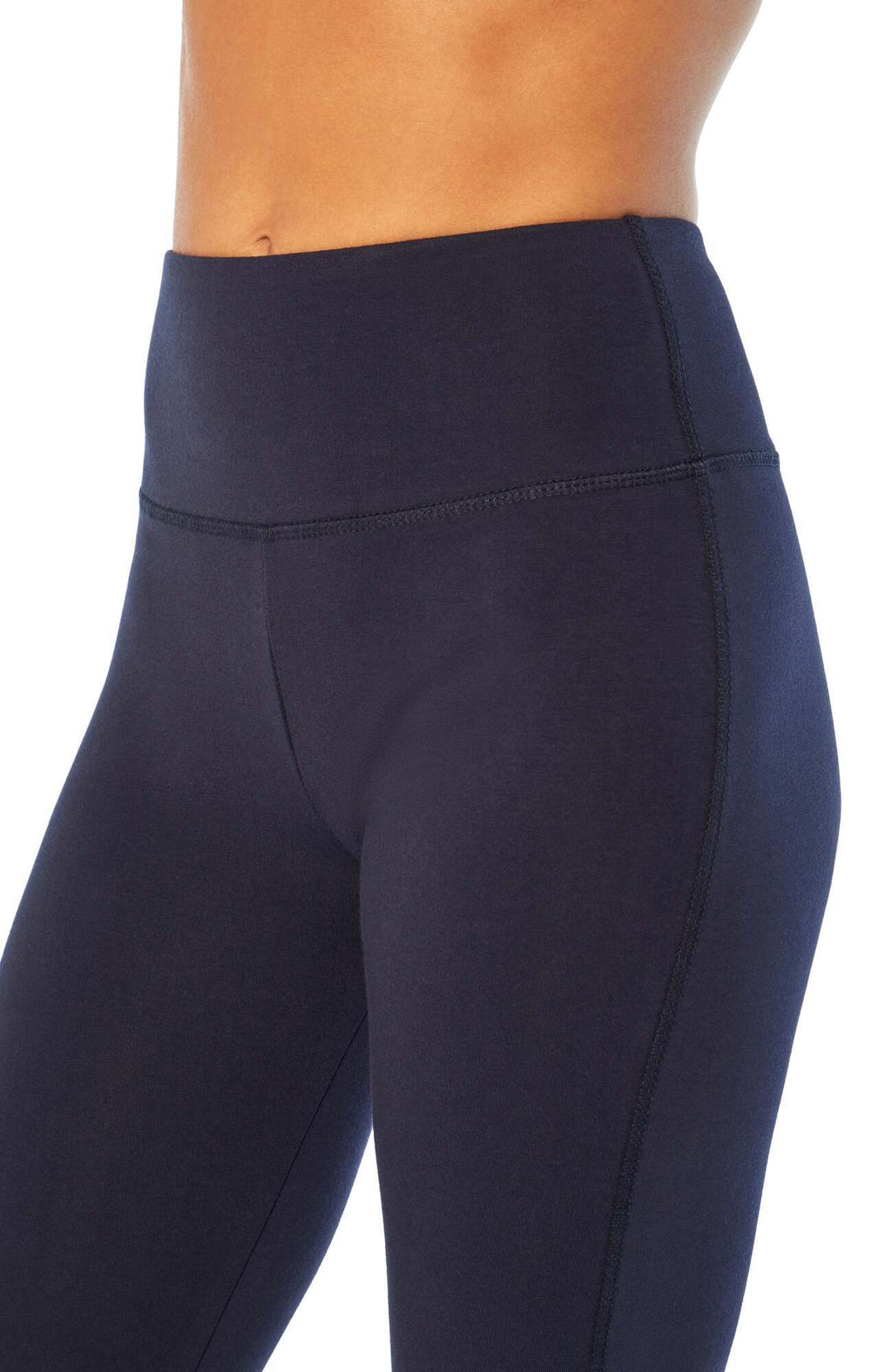Becca Tummy Control Bermuda Shorts, alternate angle view, showing visible design features and texture of the soft knit fabric.. #color_midnight-blue