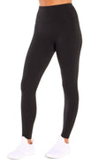 Camille Tummy Control Leggings, alternate angle view, showing visible design features and texture of the stretch knit fabric.. #color_black