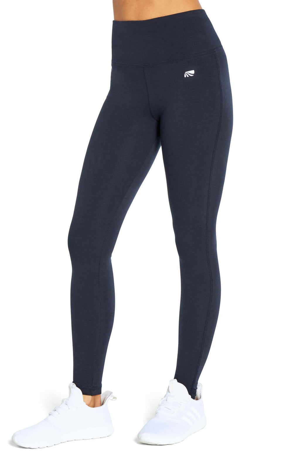 Camille Tummy Control Leggings, alternate angle view, showing visible design features and texture of the stretch knit fabric.. #color_midnight-blue
