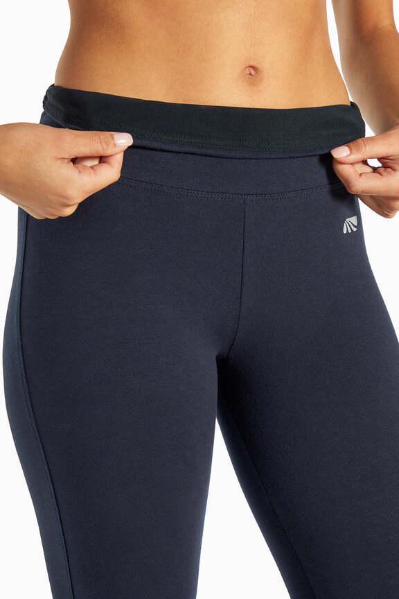 Camille Tummy Control Leggings, alternate angle view, showing visible design features and texture of the stretch knit fabric.. #color_midnight-blue