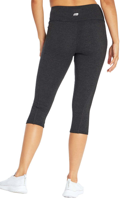 Carrie Slimming Capri, alternate angle view, showing visible design features and texture of the soft knit fabric.. 