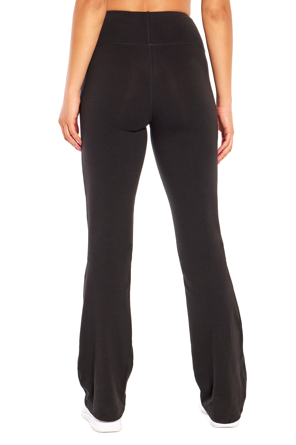 Audrey Tummy Control 34" Pants, back view, showing visible design features and texture of the durable stretch fabric.. #color_black