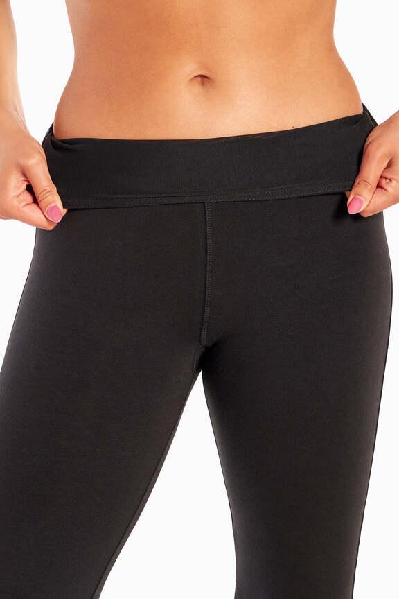 Audrey Tummy Control 34" Pants, close-up view of fabric and stitching, showing visible design features and texture of the durable stretch fabric.. #color_black