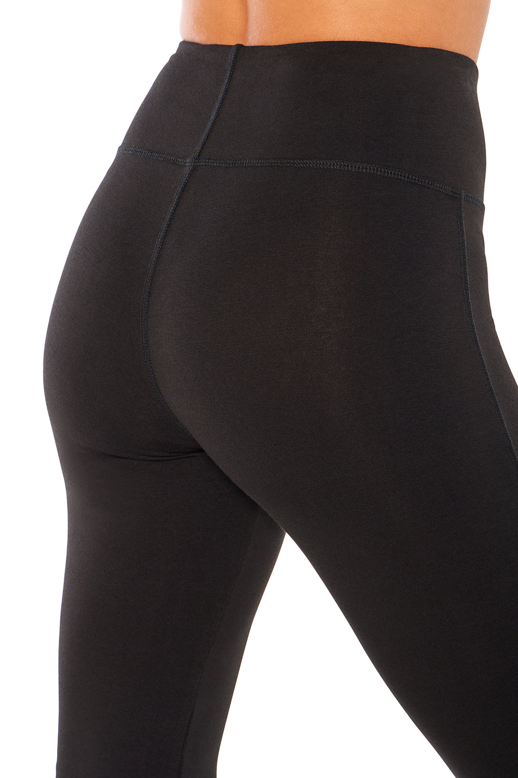 Audrey Tummy Control 34" Pants, side view showing pocket placement, showing visible design features and texture of the durable stretch fabric.. #color_black