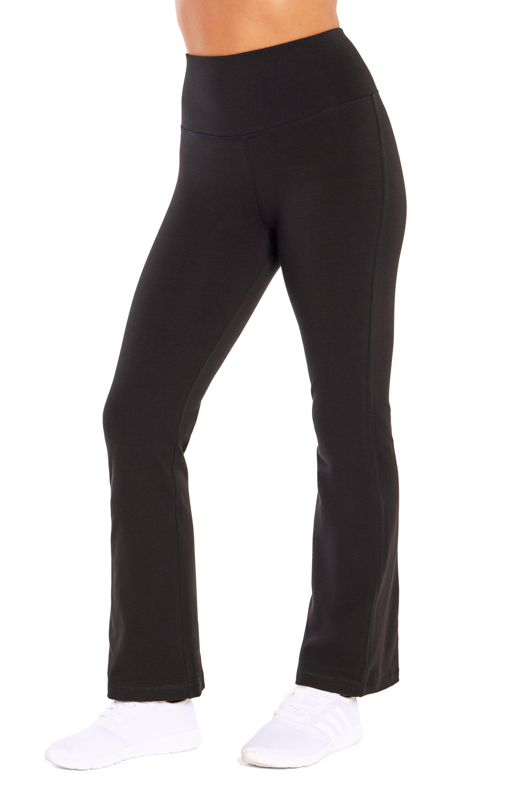 Audrey Tummy Control 29" Pants, front view, showing visible design features and texture of the durable stretch fabric.. #color_black