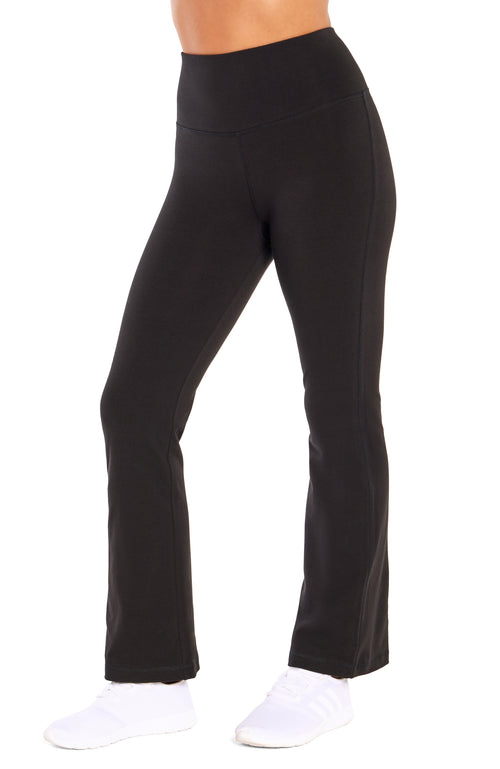 Audrey Tummy Control 29" Pants, front view, showing visible design features and texture of the durable stretch fabric.. #color_black