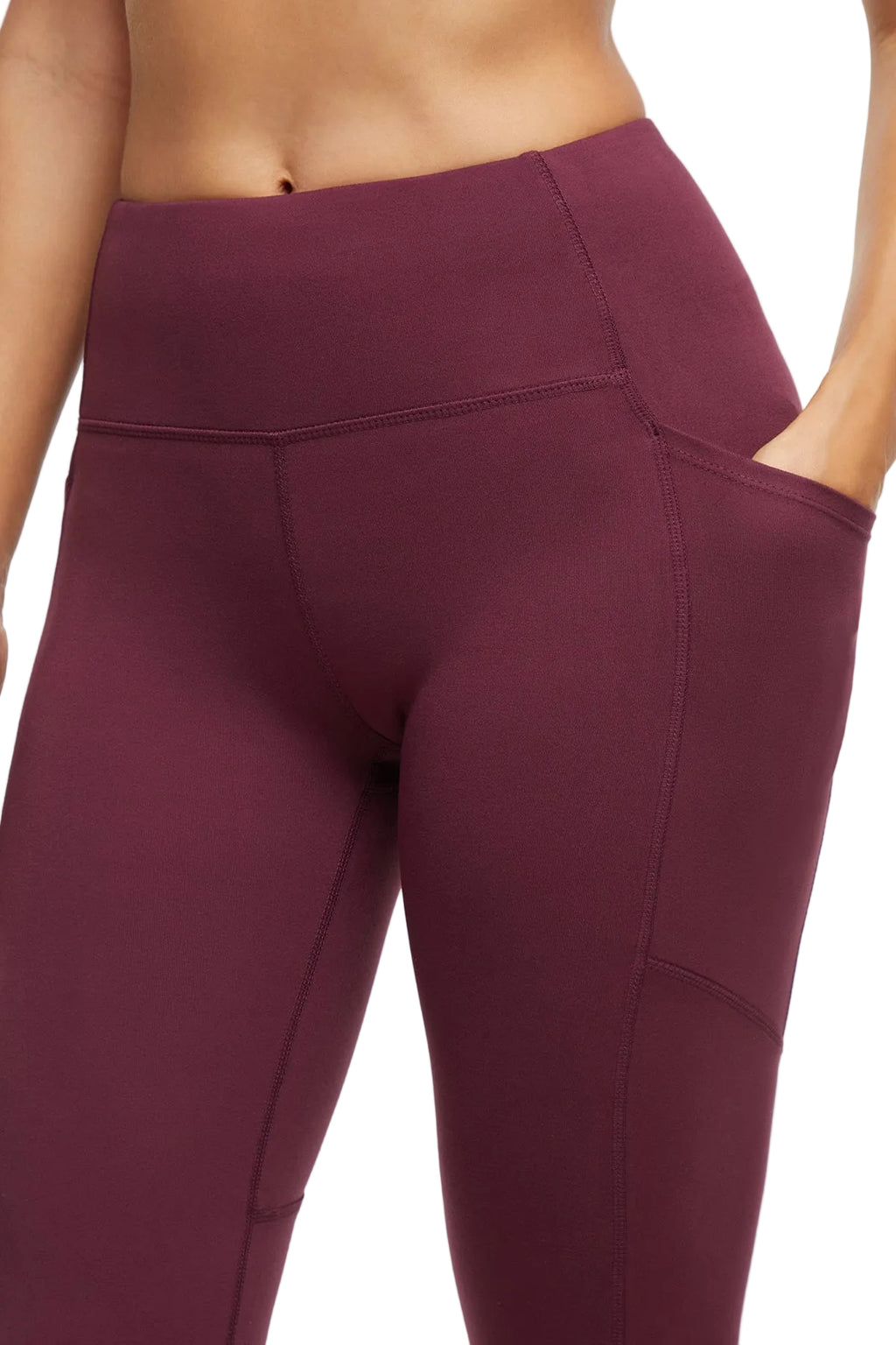 Della Pant - Fig, back view, showing visible design features and texture of the durable stretch fabric.. #color_fig