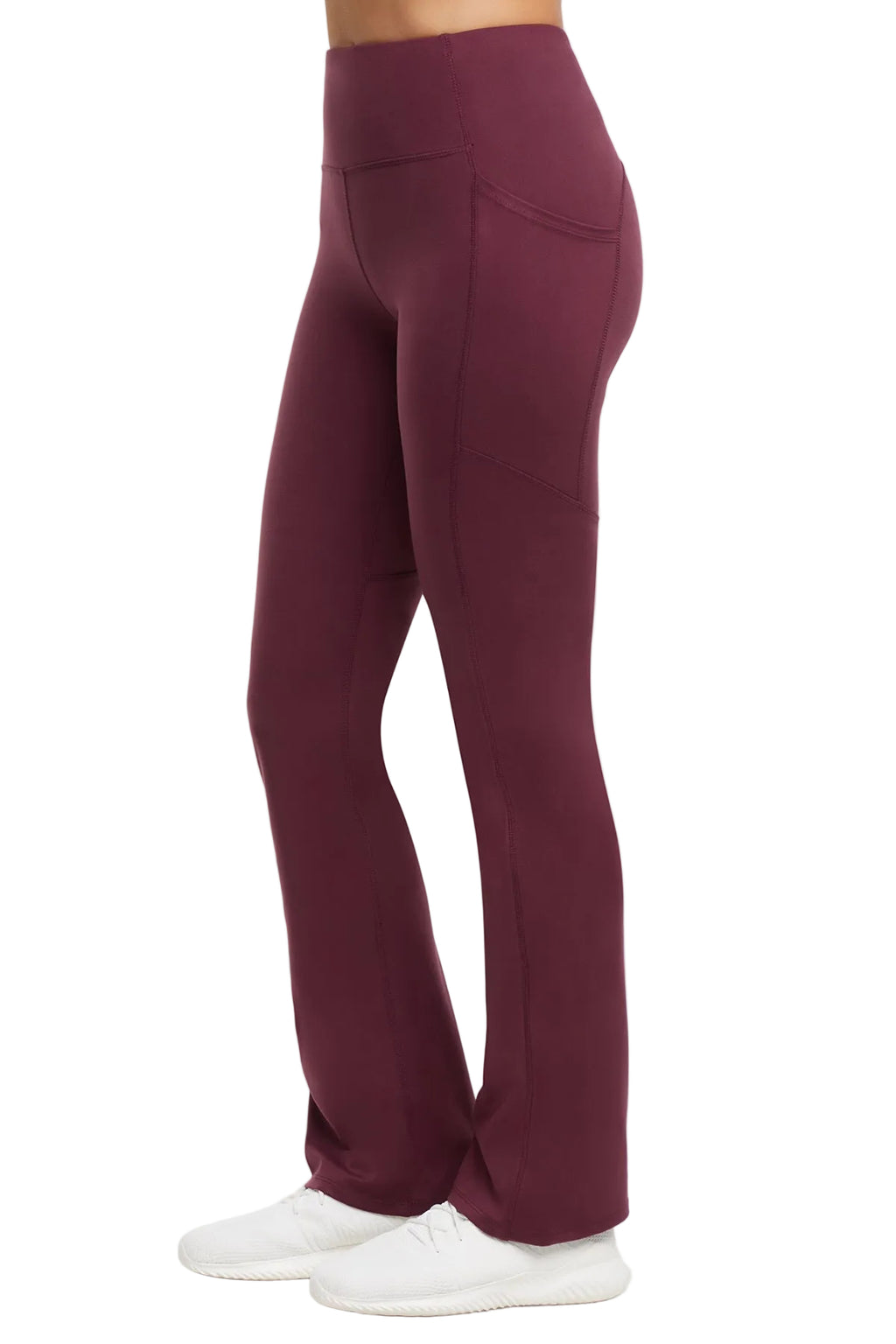Della Pant - Fig, alternate angle view, showing visible design features and texture of the durable stretch fabric.. #color_fig