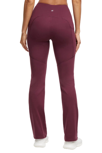 Della Pant - Fig, close-up view of fabric and stitching, showing visible design features and texture of the durable stretch fabric.. 