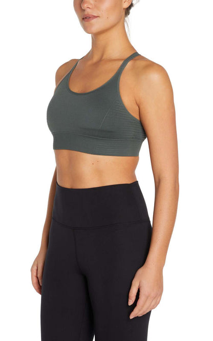 2 Pack Mary Jane Seamless Sports Bra - Urban Chic White, alternate angle view, showing visible design features and texture of the soft knit fabric.. 