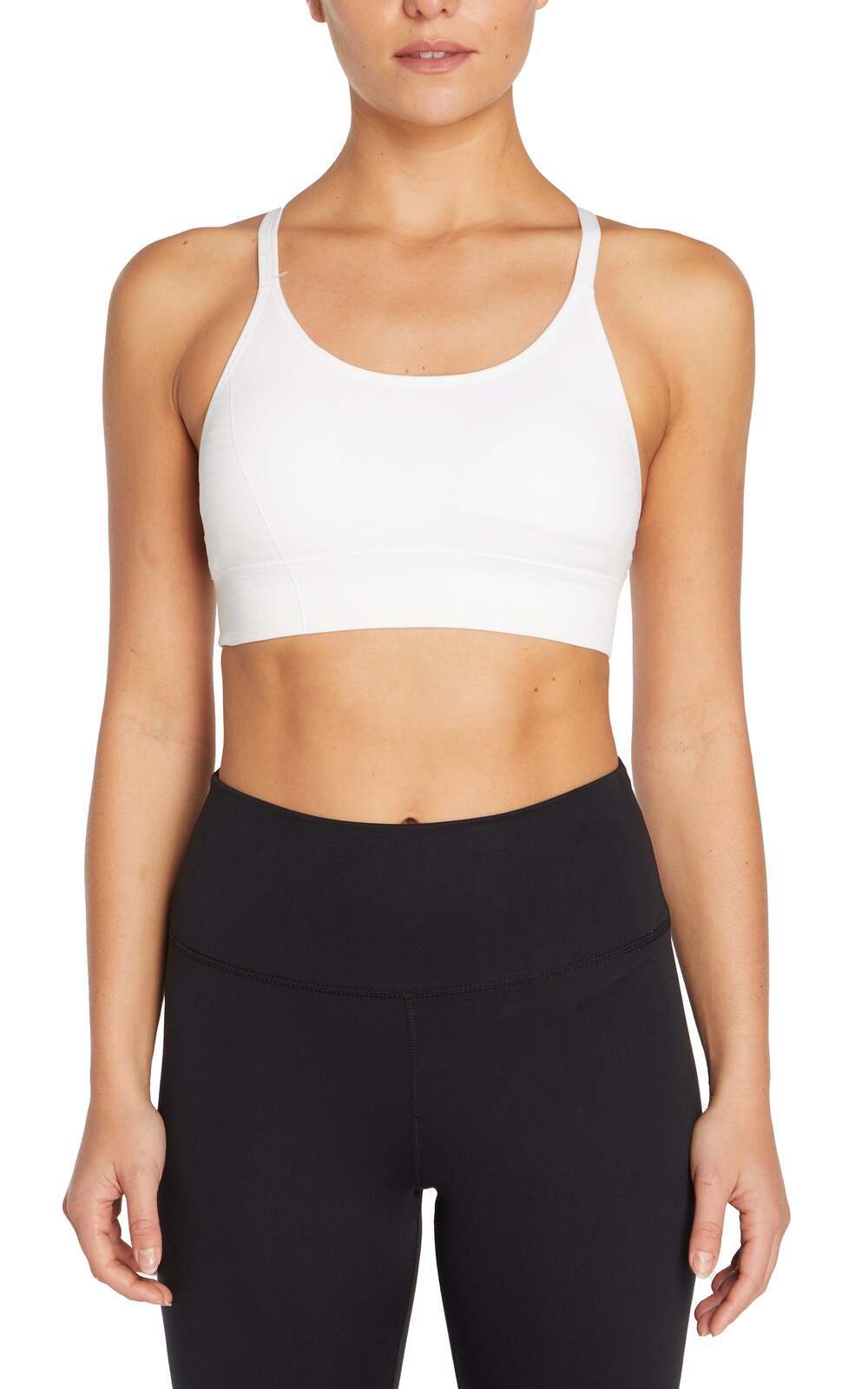 2 Pack Mary Jane Seamless Sports Bra - Urban Chic White, close-up view of fabric and stitching, showing visible design features and texture of the.. 