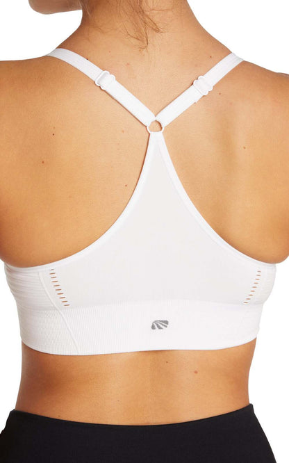 2 Pack Mary Jane Seamless Sports Bra - Urban Chic White, alternate angle view, showing visible design features and texture of the soft knit fabric.. 