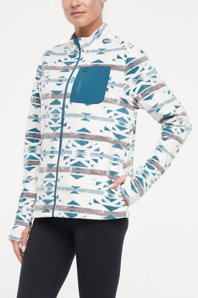Treeline Fleece Jacket - Green Heron Native Geo Distressed &ndash