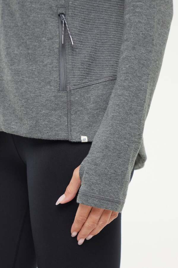 Journey Full Zip Jacket, alternate angle view, showing visible design features and texture of the smooth woven fabric.. 