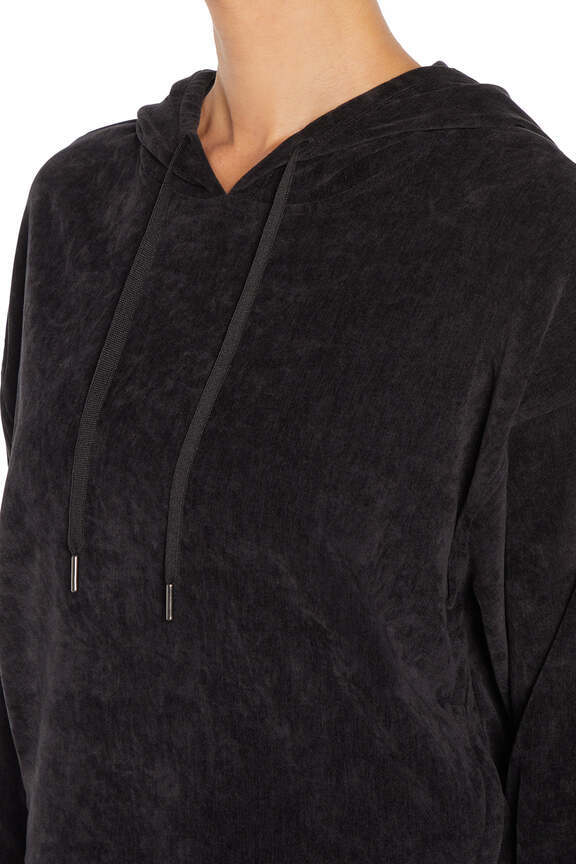 Ruth Hoodie, alternate angle view, showing visible design features and texture of the soft fleece fabric.. 