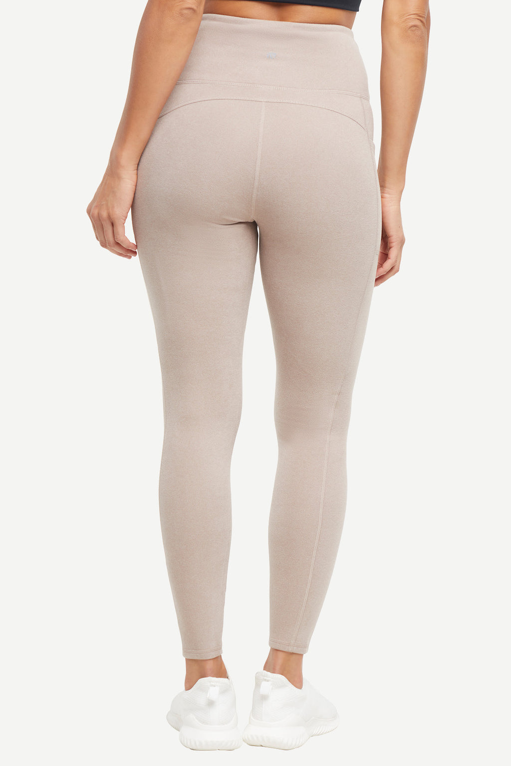 Riley Side Pocket Legging - Heather Atmosphere, back view, showing visible design features and texture of the stretch knit fabric.. #color_heather-atmosphere