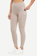 Riley Side Pocket Legging - Heather Atmosphere, front view, showing visible design features and texture of the stretch knit fabric.. #color_heather-atmosphere
