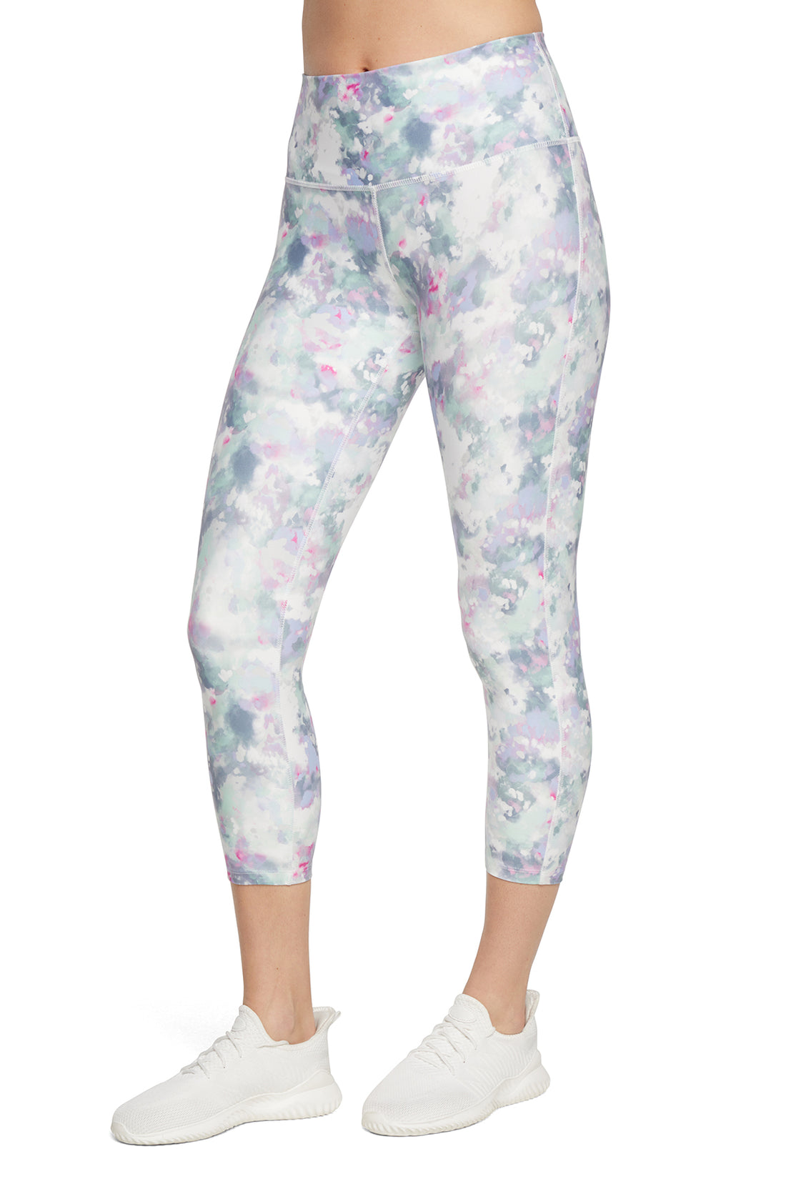 Fia Mid Calf Capri, alternate angle view, showing visible design features and texture of the soft knit fabric..