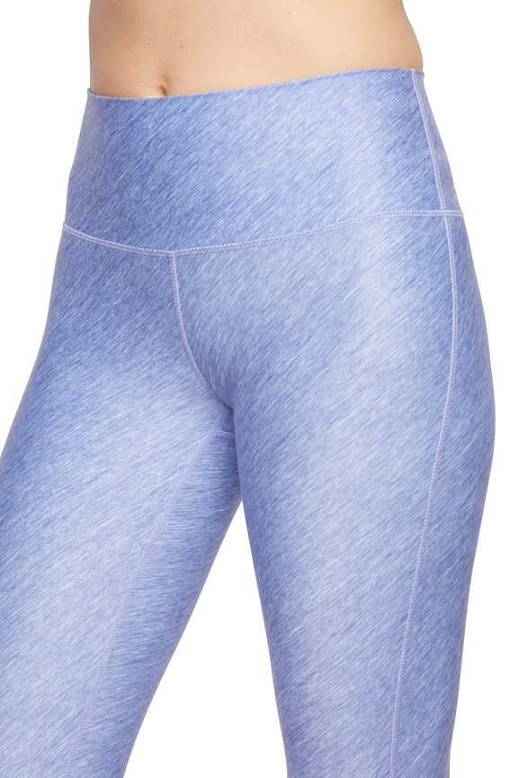 Fia Mid Calf Capri, close-up view of fabric and stitching, showing visible design features and texture of the soft knit fabric.. 