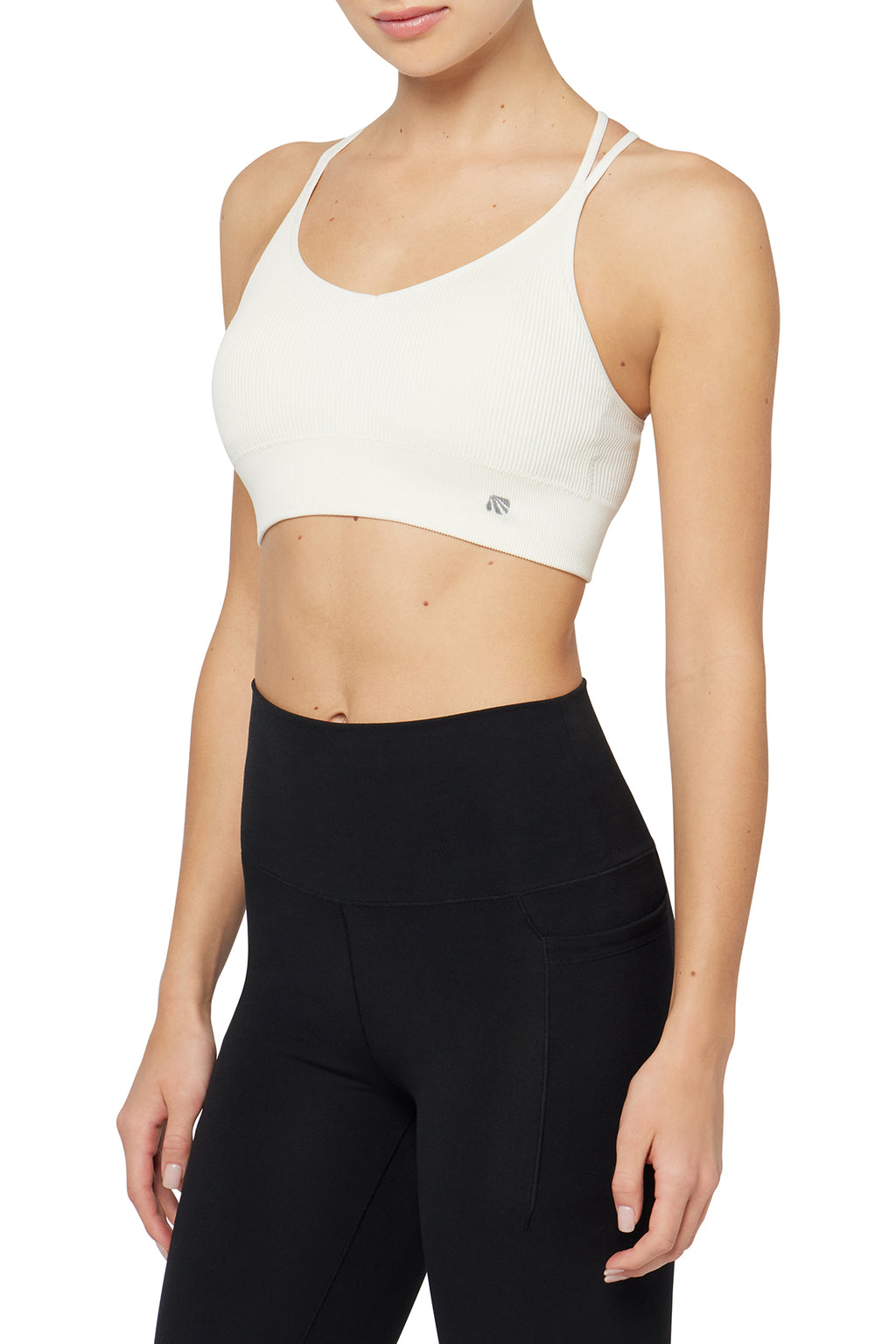 2 Pack Annie Seamless Sports Bra, alternate angle view, showing visible design features and texture of the soft knit fabric.. #color_vintage-violet-gardenia