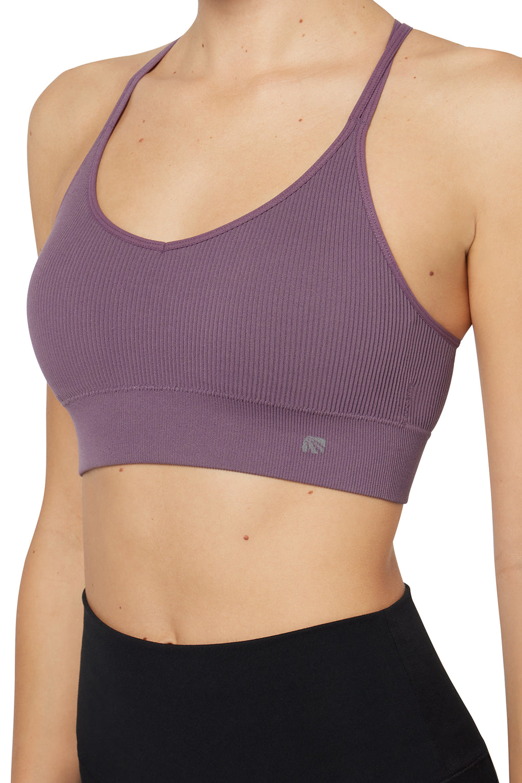 2 Pack Annie Seamless Sports Bra, back view, showing visible design features and texture of the soft knit fabric.. #color_vintage-violet-gardenia