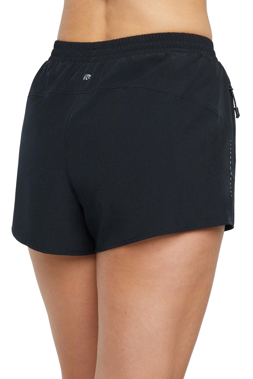 Victoria Short, alternate angle view, showing visible design features and texture of the soft knit fabric.. #color_black