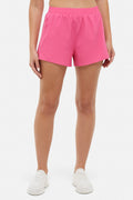 Victoria Short - Pink Flambe, front view, showing visible design features and texture of the soft knit fabric.