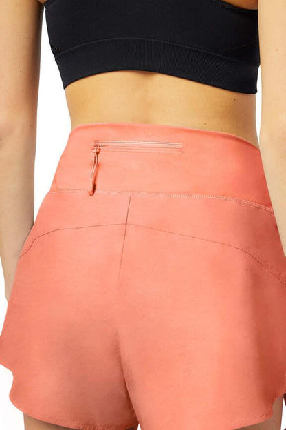 Becca Short, alternate angle view, showing visible design features and texture of the soft knit fabric.. 