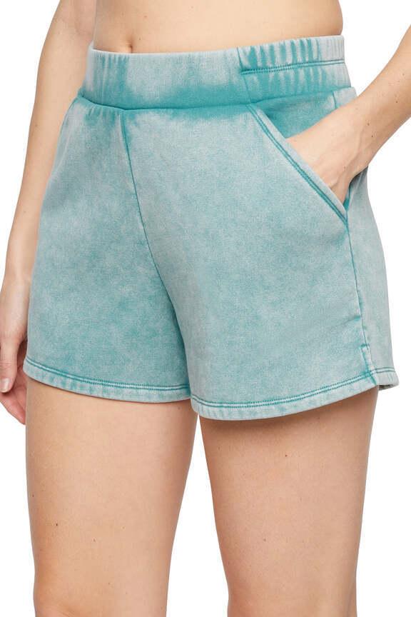 Elle Short, back view, showing visible design features and texture of the soft knit fabric.. 