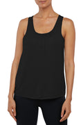 Anaya 2-Layer Tank, front view, showing visible design features and texture of the soft knit fabric.. #color_black