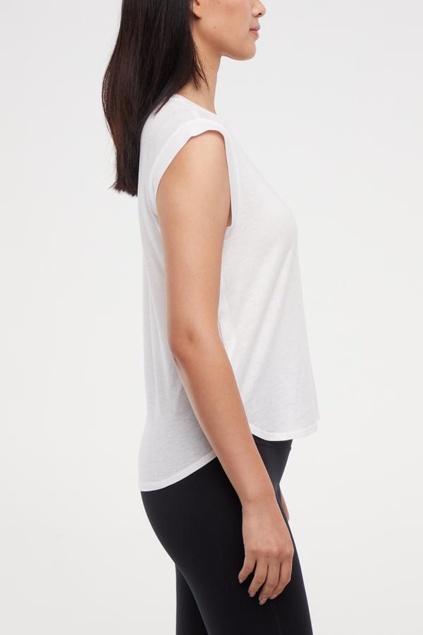 Leona Short Sleeve Top, alternate angle view, showing visible design features and texture of the soft knit fabric.. 