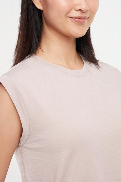 Leona Short Sleeve Top, alternate angle view, showing visible design features and texture of the soft knit fabric.. 