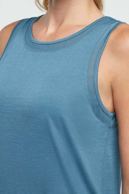 Larissa Tank, alternate angle view, showing visible design features and texture of the soft knit fabric.. 