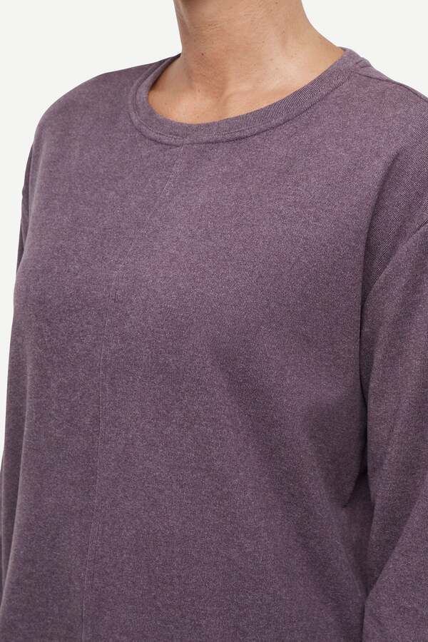 Riley Pullover, alternate angle view, showing visible design features and texture of the soft knit fabric.. 