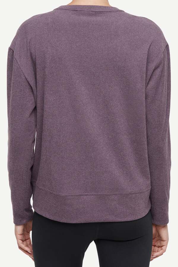 Riley Pullover, alternate angle view, showing visible design features and texture of the soft knit fabric.. 