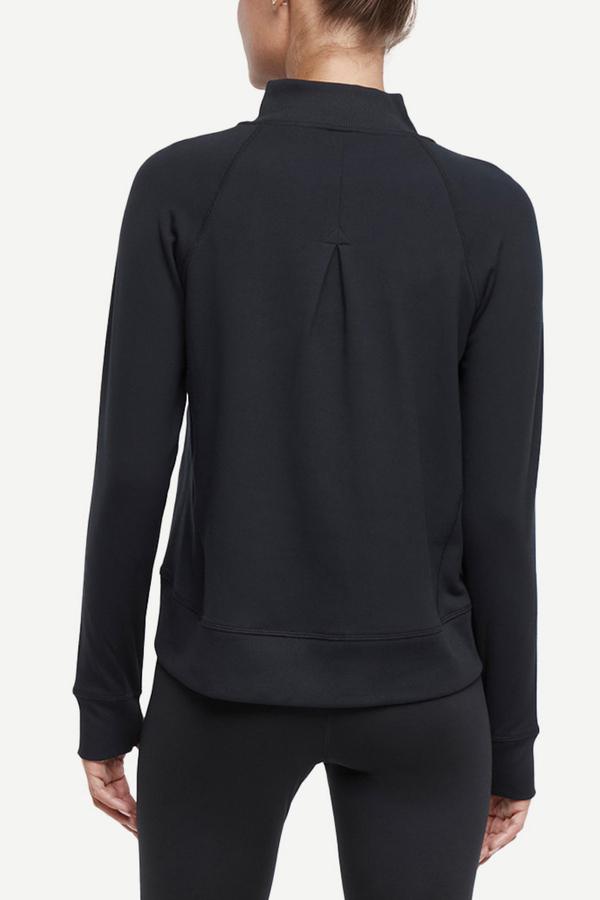 Mia 1/4 Zip Pullover, alternate angle view, showing visible design features and texture of the soft knit fabric.. 