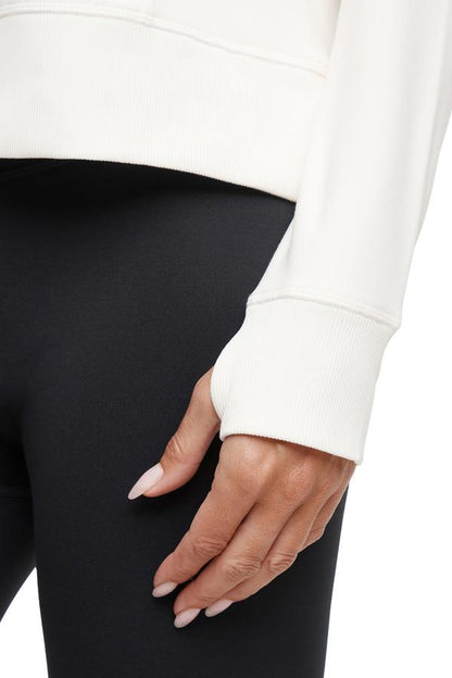 Mia 1/4 Zip Pullover, back view, showing visible design features and texture of the soft knit fabric.. 