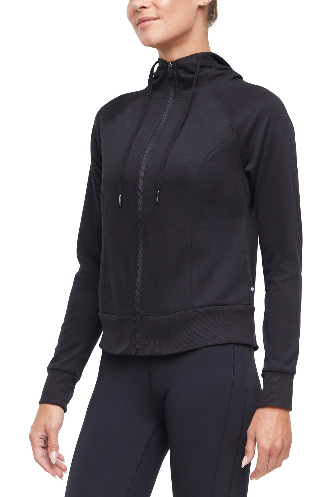 Lyla Jacket, alternate angle view, showing visible design features and texture of the smooth woven fabric..