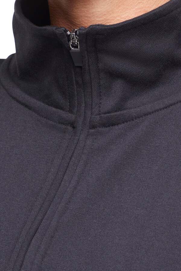 Lyla 1/2 Zip Pullover, alternate angle view, showing visible design features and texture of the soft knit fabric.. #color_black