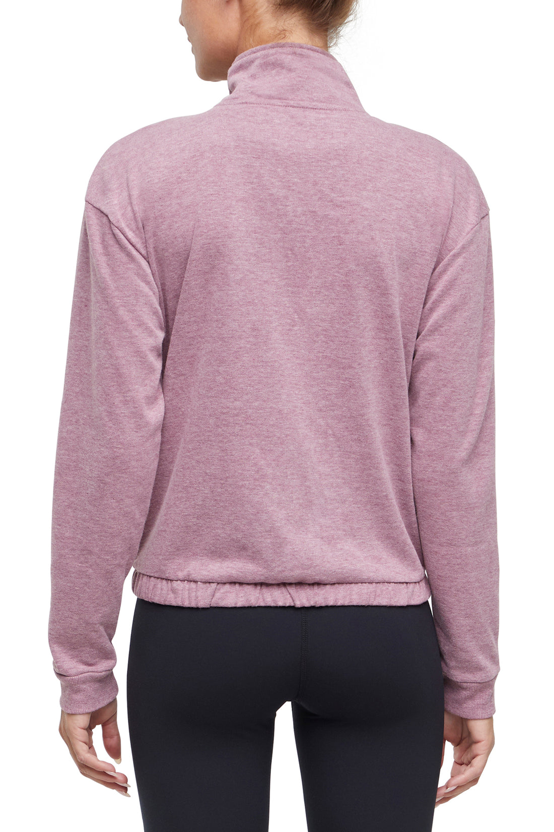 Lyla 1/2 Zip Pullover, alternate angle view, showing visible design features and texture of the soft knit fabric.. 