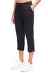 Lyla Mid Calf Capri, alternate angle view, showing visible design features and texture of the soft knit fabric.. 