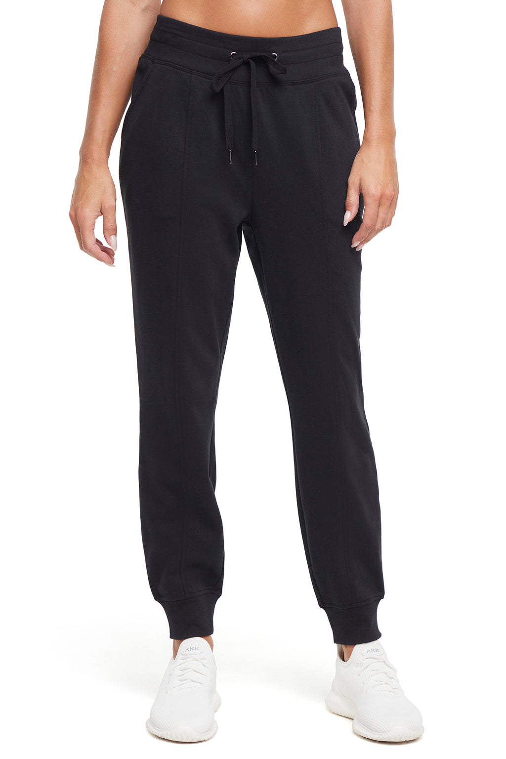 Lyla Jogger, alternate angle view, showing visible design features and texture of the soft knit fabric.. #color_black