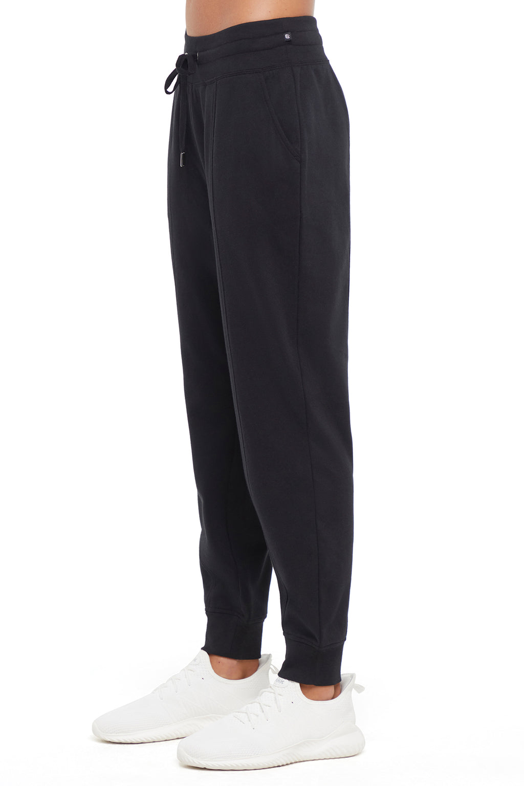 Lyla Jogger, alternate angle view, showing visible design features and texture of the soft knit fabric.. #color_black