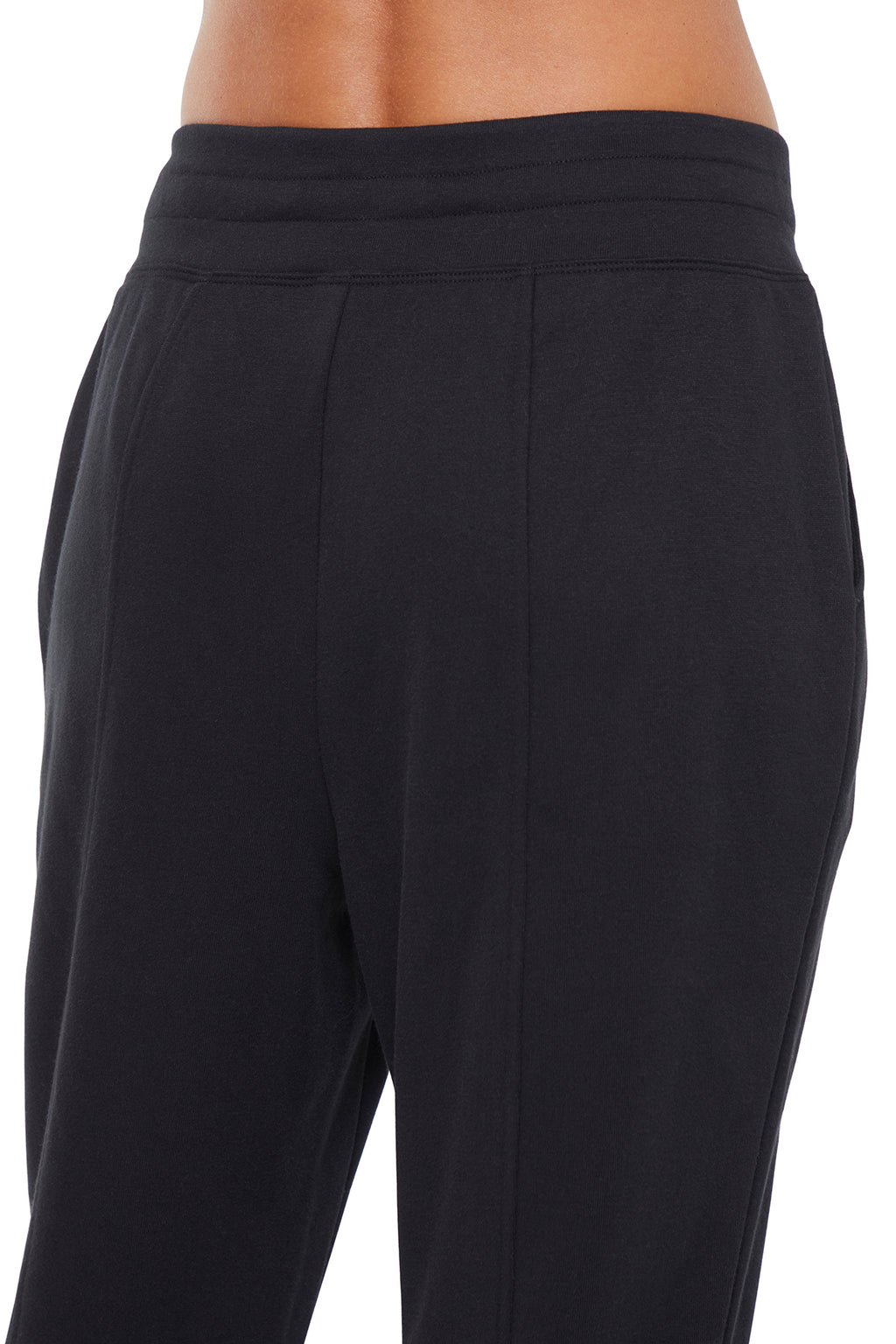 Lyla Jogger, alternate angle view, showing visible design features and texture of the soft knit fabric.. #color_black