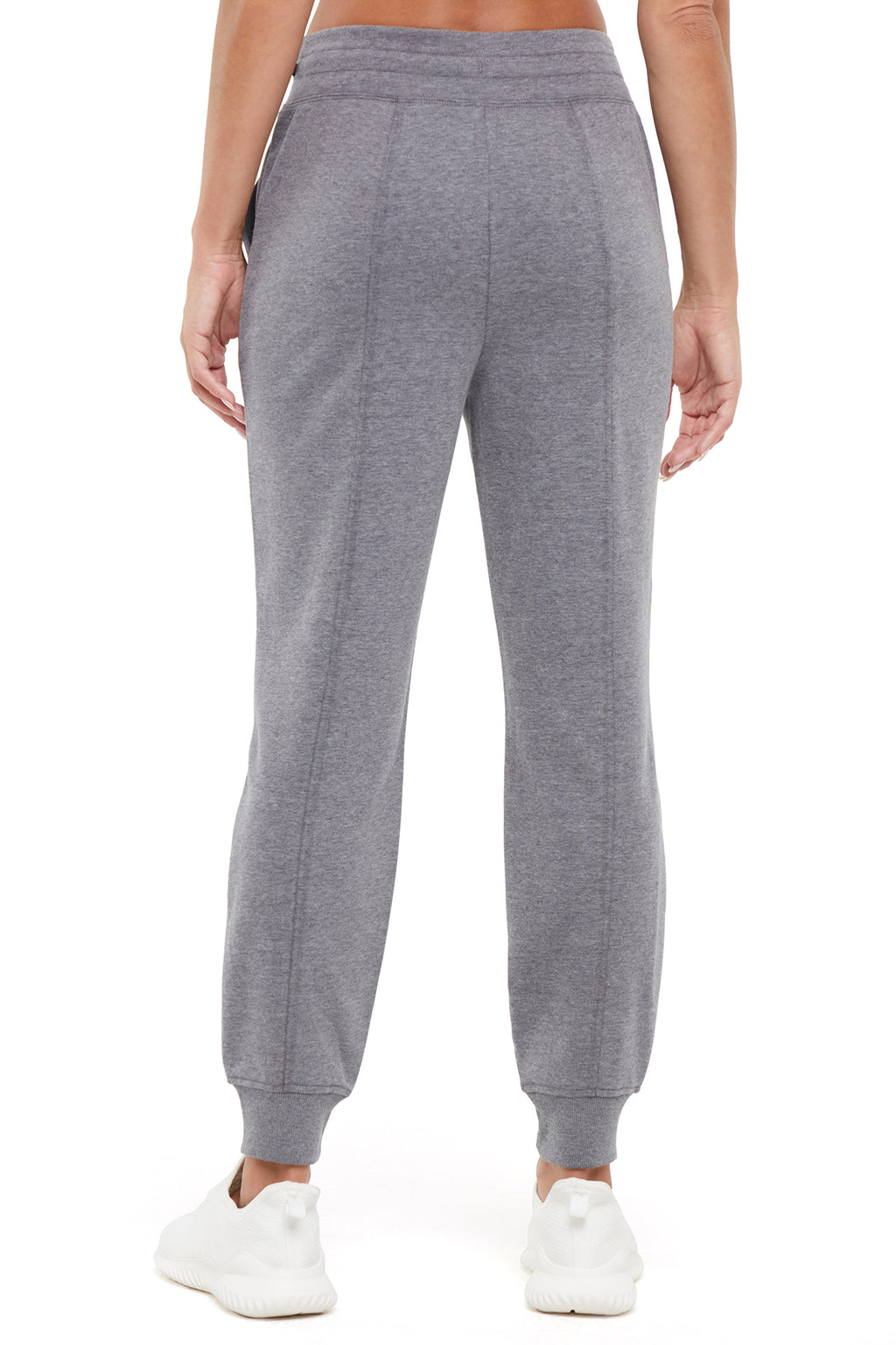 Lyla Jogger, alternate angle view, showing visible design features and texture of the soft knit fabric.. #color_heather-charcoal