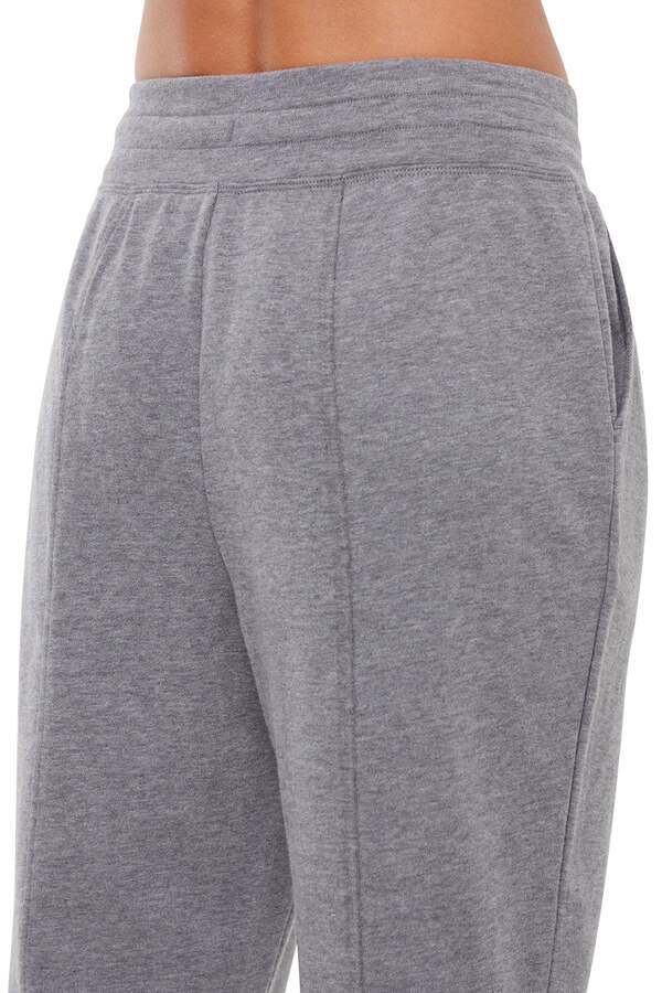 Lyla Jogger, alternate angle view, showing visible design features and texture of the soft knit fabric.. #color_heather-charcoal