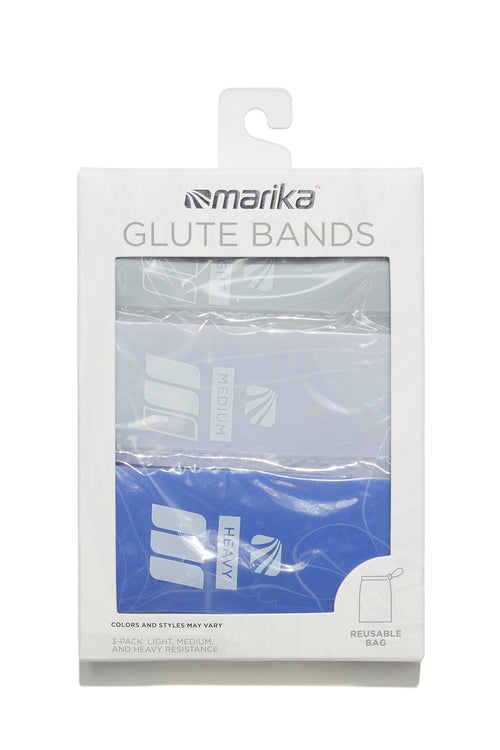 3 Pack Rubber Glute Band Set - Arctic Ice, side view showing pocket placement, showing visible design features and texture of the soft knit fabric.. #color_micro-chip-arctic-ice-amparo-blue