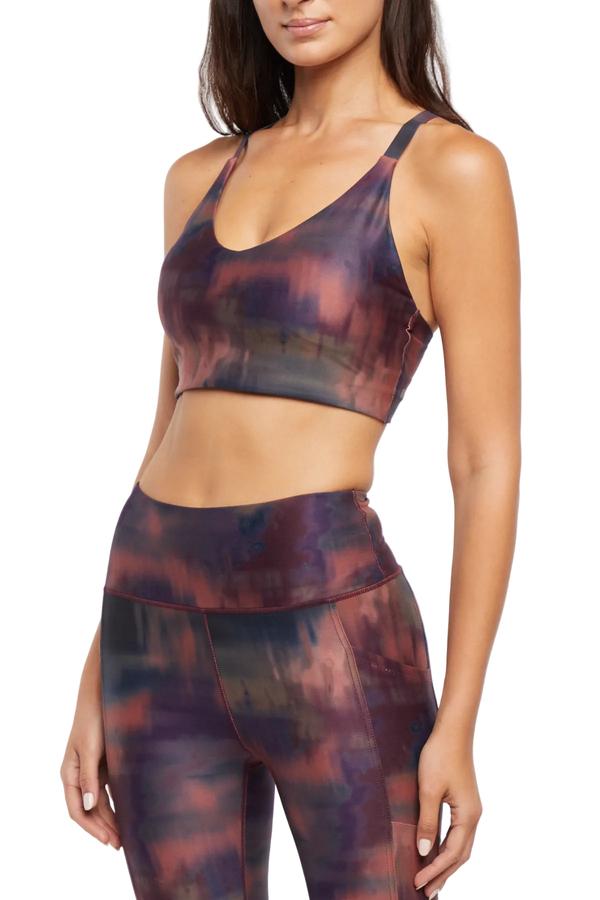 Clarissa Sports Bra, alternate angle view, showing visible design features and texture of the soft knit fabric.. 