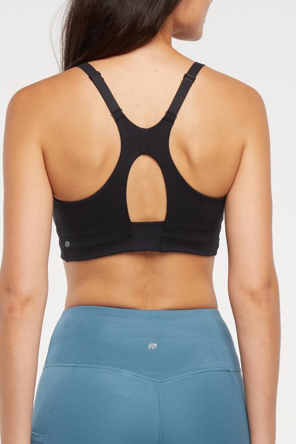 Clarissa Sports Bra, alternate angle view, showing visible design features and texture of the soft knit fabric.. 