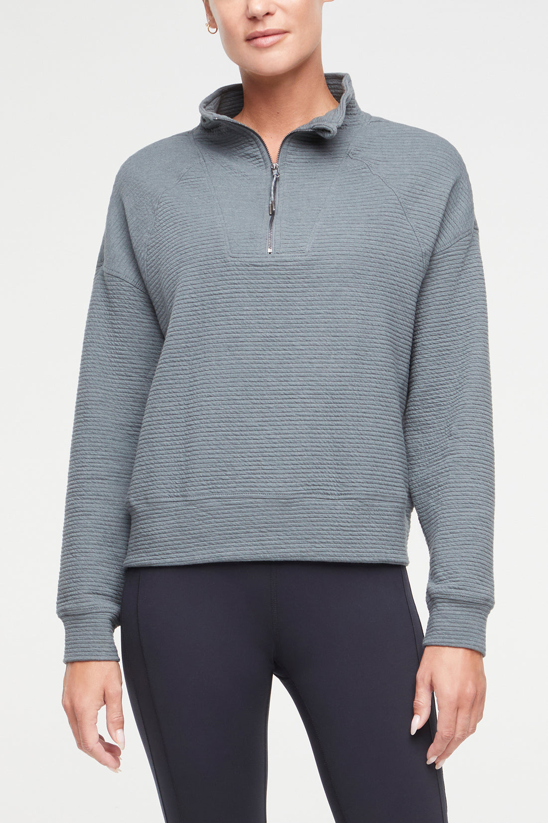 Freyi Pullover, front view, showing visible design features and texture of the soft knit fabric..